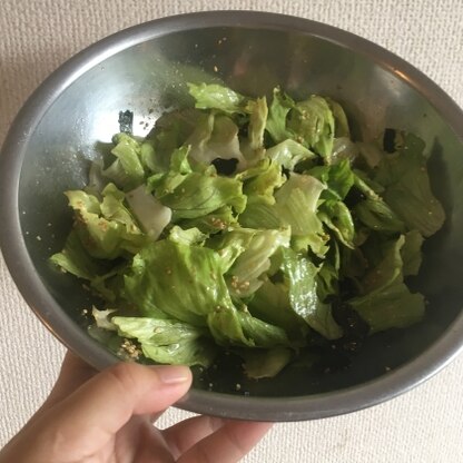 レタスが大量にあったので作りました！　おいしくて、ぺろっと食べちゃいました！